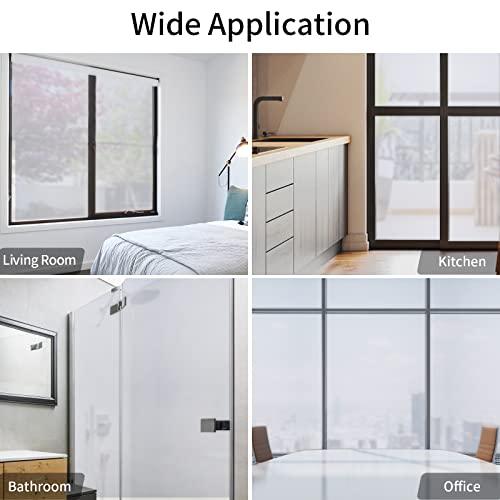 Mecto Window Privacy Film Clear Frosted Glass Window Film Removable Sun Blocking Privacy Window Film Non Adhesive Window Film For Home Office Shower Bathroom (Clear, 17.7 X 78.7 Inch) #TOP6