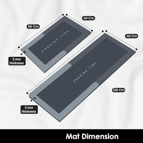 Image of Kitchen Anti Slip Mat for Floor, Waterproof Washable Kitchen Mats, Non Slip Kitchen Floor Mats for Home, Soft Mats for Kitchen, Kitchen Mats for Floor Anti Slip (Cooking TIME - Blue MAT)