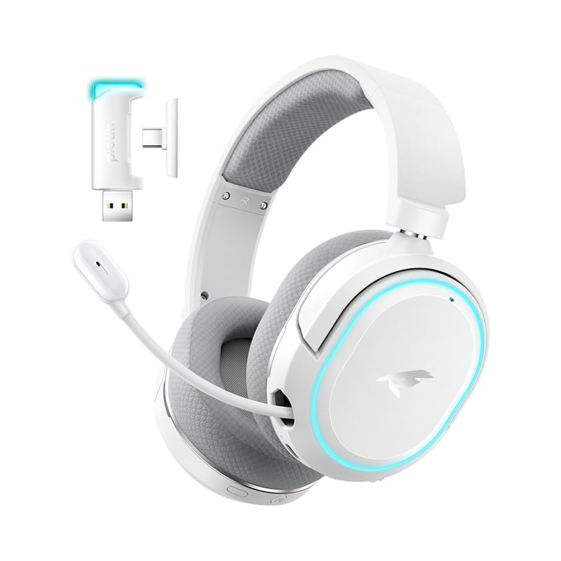 Picun G2 2.4G Wireless Gaming Headset 7.1 Surround Sound 2.4GHz USB Gaming Headphones Bluetooth ENC Noise Canceling Mic Bluetooth Headset for PC PS5 PS4 Mac Switch