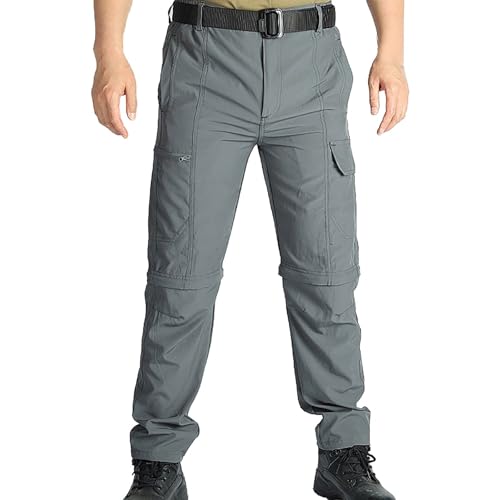 Genérico Pantalones Hombre de Senderismo Convertibles para Hombre, Ligeros, Desmontables, Transpirables, para Pesca al Aire Libre. (Grey, M)