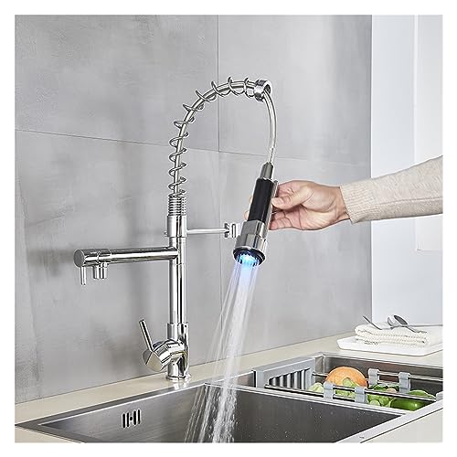 Grifo de cocina LED negro con resorte y cabezal extraíble giratorio 2