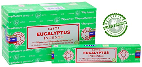 Earth SEUCALPTS15P12 Satya Eucalyptus Incense Sticks 15 Gms (Pack Of 12) (Green Certified) Indian Perfumed Hand Rolled Agarbatti Perfect thumb #3
