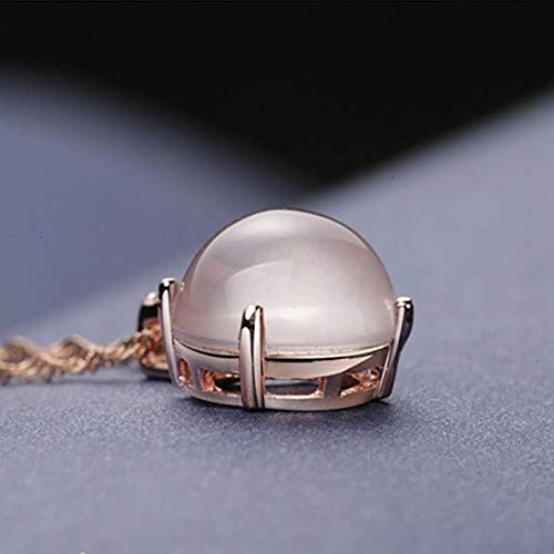 Temperament Quarz 925 Schmuck Rosenfarbe Halskette für Frauen runde Anhängerinnen Frauen Geschenk
