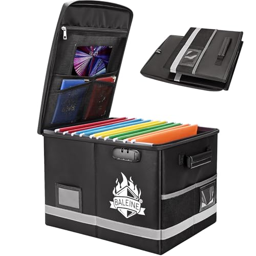 Baleine Fireproof Document Box with Lock + Mesh Zipper Pouch Bags (24 PK)