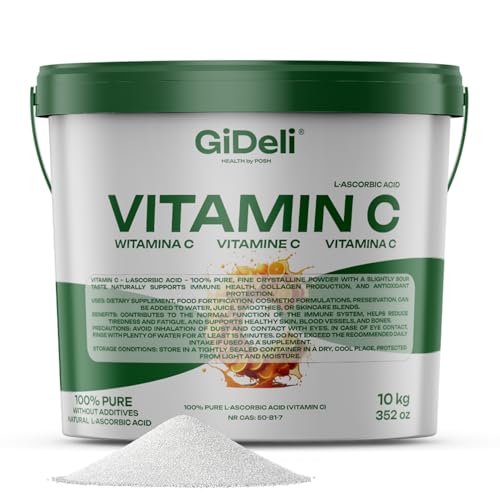 Gideli Vitamina C polvere 10 kg puro integratore alimentare acido L-ascorbico antiossidante sistema immunitario supporto