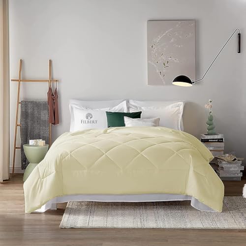 Image of Filbert 600 GSM Comforter for Single Bed | Super Warm Winter Quilt /Rajai | Thick Microfiber Blanket with Cloud-Soft Fill | Luxury Bedding for Winters - 60x90 Inch | Ivory