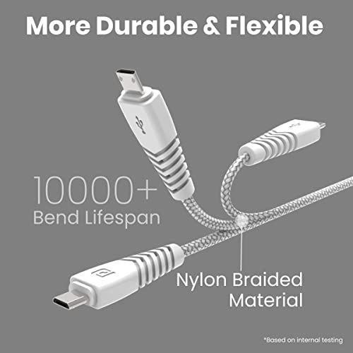 Image of Portronics Konnect B Micro USB Cables For Fast Charging & Data Sync 3.0 Amp with PVC Heads I Nylon Braided I 1 mtr(White)