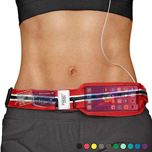 sport2people Running Belt - Laufen Gürteltasche für Herren und Damen - Laufgürtel Bauchtasche für iPhone 6, 7 Plus. Sport Hüfttasche Hände Frei Jogging, Laufen - Reflektierend Läufer Gürtel