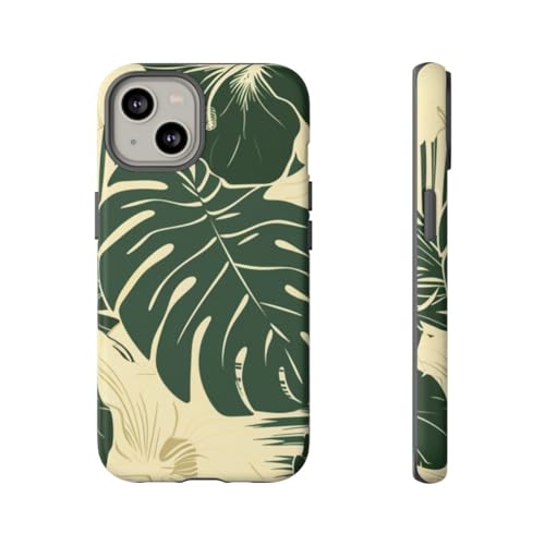 Coque iPhone 14 anti-traces mate évitant les rayures motif fleurs tropicales