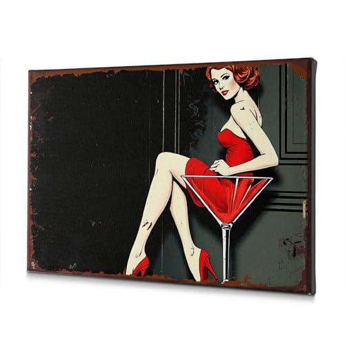 Tableau femme robe rouge martini pour raviver un mur blanc terne
