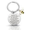Prasacco Schlüsselanhänger, Danke Schlüsselanhänger ‚Thank You‘ Edelstahl Schlüsselanhänger Dankeschön Geschenk Kollegin Abschiedsgeschenk mit Bienen-Anhänger (Silber)