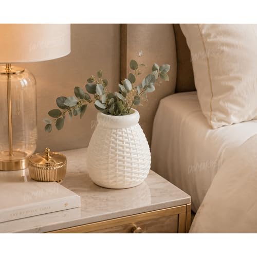 Image of Divyakosh Decorative Flower Vase's (VASE ONLY NO PLANT INCLUDED) for Home Decor| Modern Woven Texture Vases for Center Table, Bedroom, Office Desk | Home Decoration Items for Living Room|Plastic Pots|
