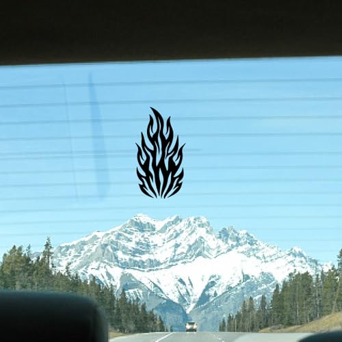 Image of GORGECRAFT 4 Styles 4Pcs Flame Reflective Car Sticker Black Fire Racing Sports Stripe Car Bumper Decals Waterproof PET Automotive Exterior Decor Stickers for SUV Truck Motorcycle Doors Walls Laptop