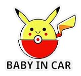 LACOVIA | Pikachu Baby in Car | Bumper Sticker Decals for Car, Truck, Window, Door, Laptop, Skateboard | Funny JDM Decals and Signs for Car Styling | 5.12'x4.92'