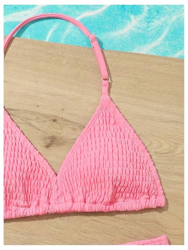 Image of RoseSeek Girl's Tie Dye Smocked 2 Piece Swimwear Sets Backless Cute Bikini