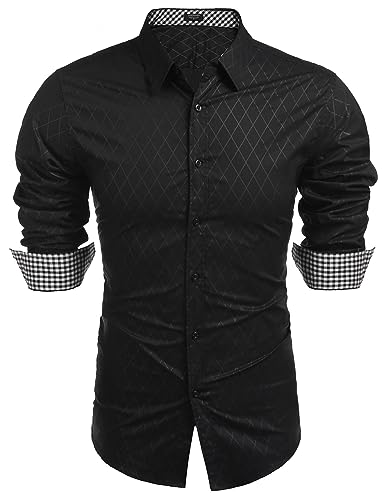 COOFANDY Men's Business Dress Shirt Long Sleeve Slim Fit Casual Button Down Shirt