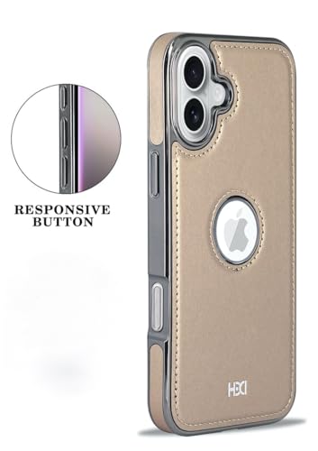 Image of BOUNCEBACK Vegan Leather Logo Cut Electroplated Back Case /Cover for iPhone 16 - Desert Gold