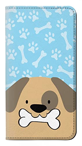 Étui iPhone 15 Plus en cuir flip housse de protection à motifs pattes et os de chien