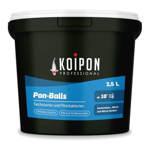 KOIPON Pon-Balls 2,5L Filterstarter | Nitrifizierende Bakterien & Mikroorganismen | Teichstarter | Teichbakterien zur Teichpflege von Gartenteich, Fischteich, Schwimmteich | Filterbakterien-Gelkugeln