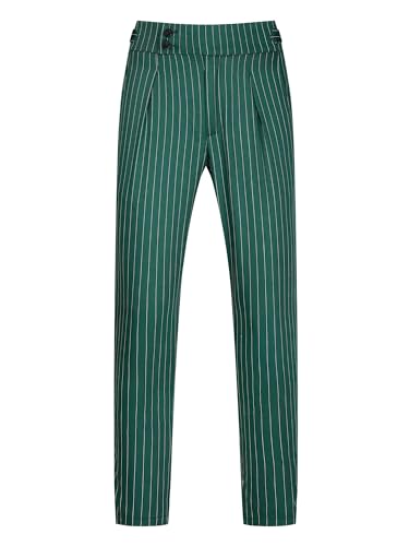 Lars Amadeus Striped Tapered Pants for Men's Pleated Front Formal Dress Pants2