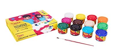 Jovi 152818 - Caja de 12 botes de tempera escolar de 35 ml, gel licuado en colores vivos, 1 unidad, Multicolor