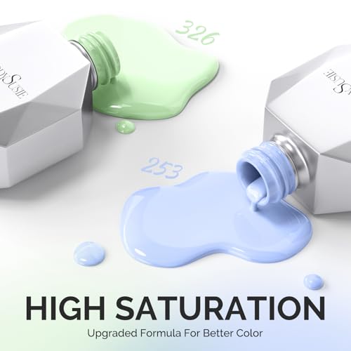 Image of MelodySusie Thick Gel Nail Polish Set- 2 Pcs 15ML Baby Blue & Macaron Green Gel Polish Set Soak Off UV LED Christmas Gift for Women Nail Art Manicure Salon DIY Nail Design Decoration at Home