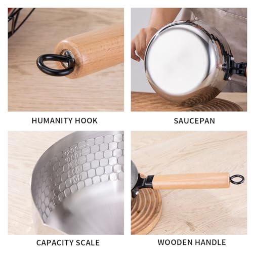 Yukihira Saucepan,Yukihira Pot, 3 Quart Stainless Steel Saucepan Pan Japanese Milk Pot with Wood Handle by JUANALINE - Image 4