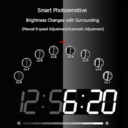 Reloj Digital de Pared LED Grande con Control WiFi Blanco miniatura 6
