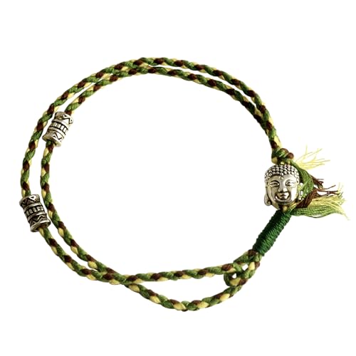 juanxian tibetansk buddhist lyckovävd amulett armband vristlänk för kvinnor män handgjord med gratis svart väska W3867 gRÖN