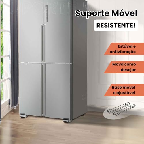 Suporte com Rodinhas e Base Móvel Ajustável para Eletrodomésticos Pesados Fogão, Geladeira, Máquina