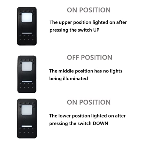 Image of White Led 7P (ON)-Off-(ON) Momentary Rocker Switch 3 Way DPDT Toggle Switch for Car Marine Vehicle Yacht RV Can Am UTV Waterproof IP66