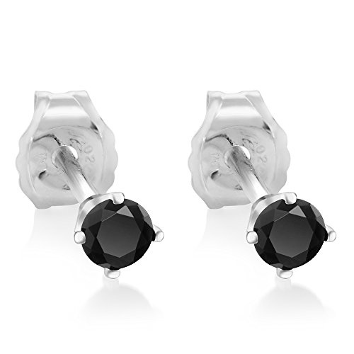 Gem Stone King 925 Sterling Silver Black Diamond Stud Earrings For Women Men | 0.17 Carat Cttw | Round 2.5MM3