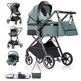Poussette pour bébé avec poignée réglable en hauteur, accessoires à double usage en hiver et en été : la hauteur de la poignée de la poussette peut être ajustée afin que les personnes de différentes hauteurs puissent pousser la poussette confortablement. Les aérations sur le dessus et les côtés peuvent être ouvertes ou fermées selon le climat. L'auvent dispose de 4 vitesses réglables pour s'adapter au soleil. Comprend également un couvre-pied amovible, une moustiquaire, une housse de pluie, un tapis d'été, un coussin doux, un porte-gobelet et un grand sac.
