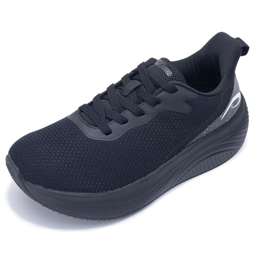 QAUPPE Wide Toe Box Shoes Women Arch Support Walking Sneakers Tennis Sneakers Orthotic Plantar Fasciitis Shoes Black US 11