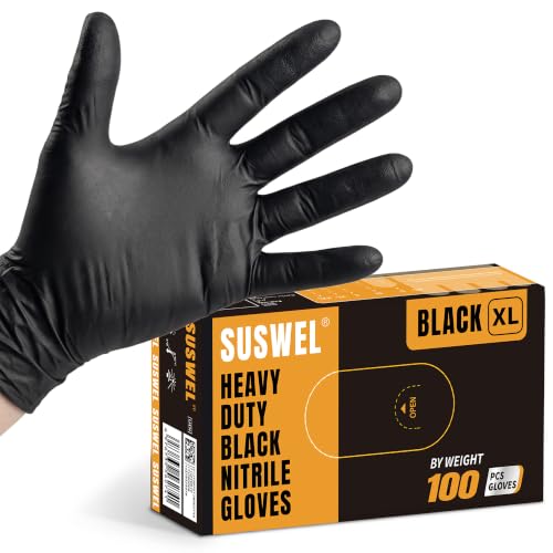 HEAVY DUTY 6 Mil Black Nitrile Gloves Disposable Cooking Cleaning Food Prep Tattoo Gloves (X-Large 100pcs) - image 1
