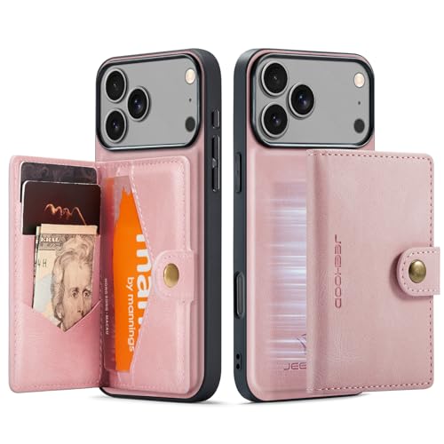 Étui iPhone 17 Pro Max détachable rose parfait pour voyager léger sans portefeuille