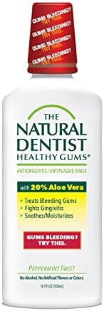 The Natural Dentist Healthy Gums Antigingivitis/Antiplaque Rinse, Adults 12 & Up, Gingivitis Mouthwash, Bleeding Gums Treatment, Safe for Chemotherapy Patients, Aloe Vera, Alcohol-free, 16.9 fl