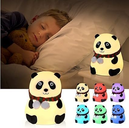 Lámpara de noche panda de silicona recargable con LED multicolor miniatura 6