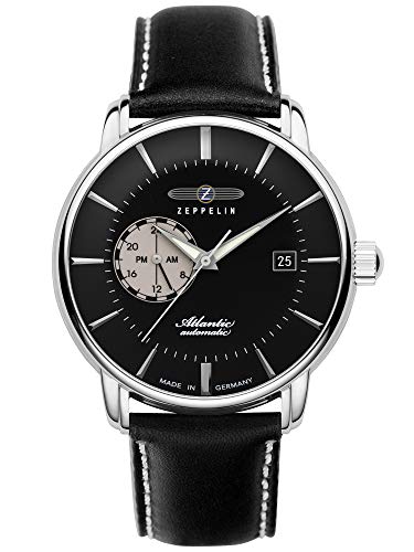 Zeppelin Atlantic 8470 montre automatique homme et bracelet cuir noir