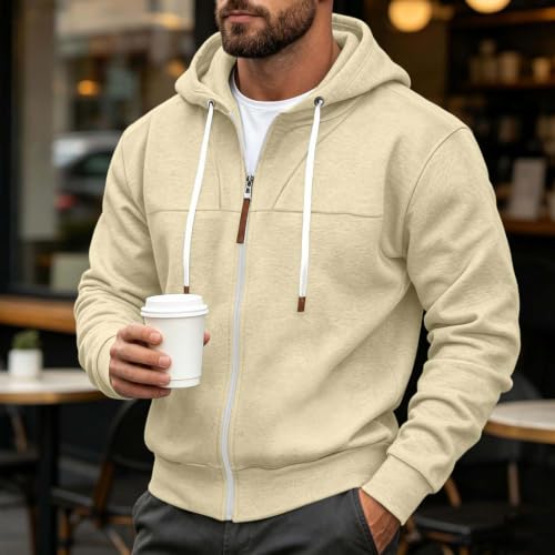 Mens Full Zip Hoodies Fashion Fleece Drawstring Hooded Sweatshirts Jackets - image 3