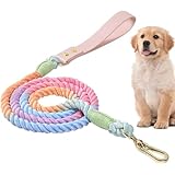 犬 リード スリップリード 1.2m ロープ 小型、中型、大型犬用リード かわいい 配色のよい マカロン/ユニコン/桜の配色 丸ロープ 犬用散歩リード 絡まりにくい ソフトハンドル付き 金属クラスプ付き 引っ張り防止 軽量 持ちやすい トレーニング