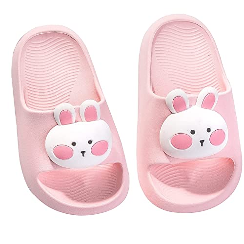 Drecage Bunny Toddler Slides Slipper Unisex Child Boys & Girls Slide Sandals for Kids Flip Flops Compfy Shower Slippers Beach Garden Shoes, Pink Bunny Toddler 8.5-9