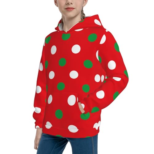 White and Green Polka Dot Kid Hoodies Boys Sweatshirts Girls Pullover with Pocket2