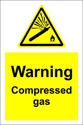 Compressed Gas - Warning Sign - Self Adhesive Sticker 300mm x 200mm