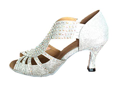 Chaussures de danse latine strass femme talon élastique Tango Cha-Cha