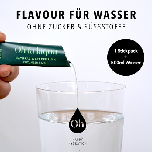 Oh la laqua - Flavour Mix - 20 Flavours - Für Wasser mit sanftem Geschmack - Ohne Zucker - Ohne Süßstoff - Für 10l Infused Water - 100% Natürlich