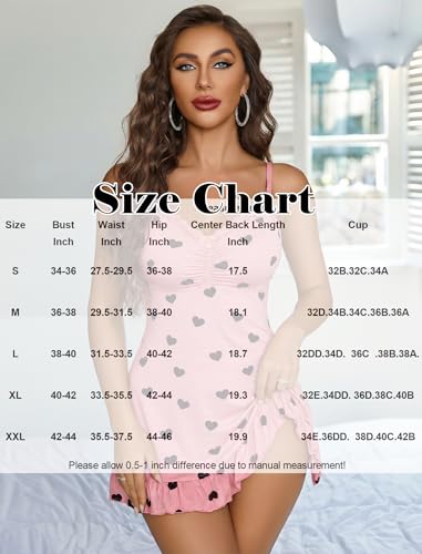 Image of Avidlove Lingerie for Women Sexy Nightgown Modal Nightwear Side Slit Babydoll Chemise Spaghetti Strap nighties