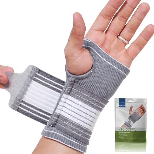 Neotech Care Hand Palm Wrist Support with Adjustable Compression Strap (Grey Colour, Size S, 1 Unit)