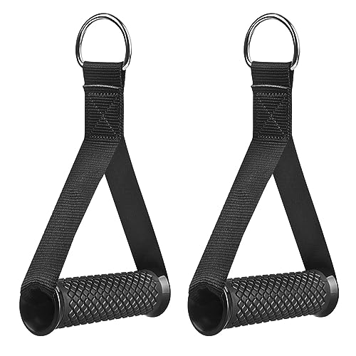Image of Shopoflux Heavy Duty Handles with Solid ABS Cores and Welded D-Rings for Gym Machine, Resistance Band, Cable Machines (1 Pair) (Black)