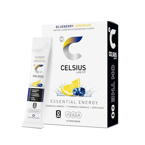 Image of CELSIUS On The Go Blueberry Lemonade, Sugar Free Energy Drink Mix (14 Sticks per Pack) (Pack of 6)